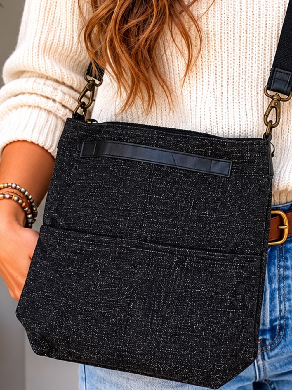Vintage Addiction Black Crossbody Bag for Women
